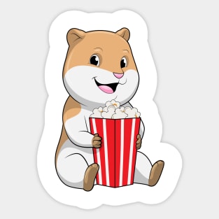 Hamster with Cone of Popcorn Sticker